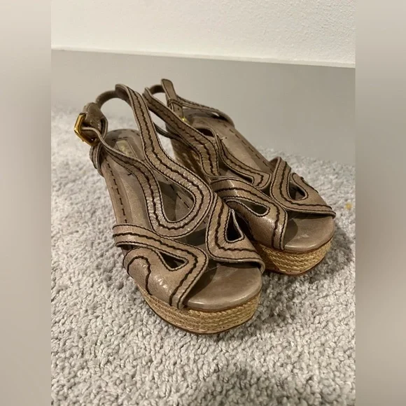 PRADA  vintage‎ wedge heels open toe with amazing details ! - Picture 9 of 15